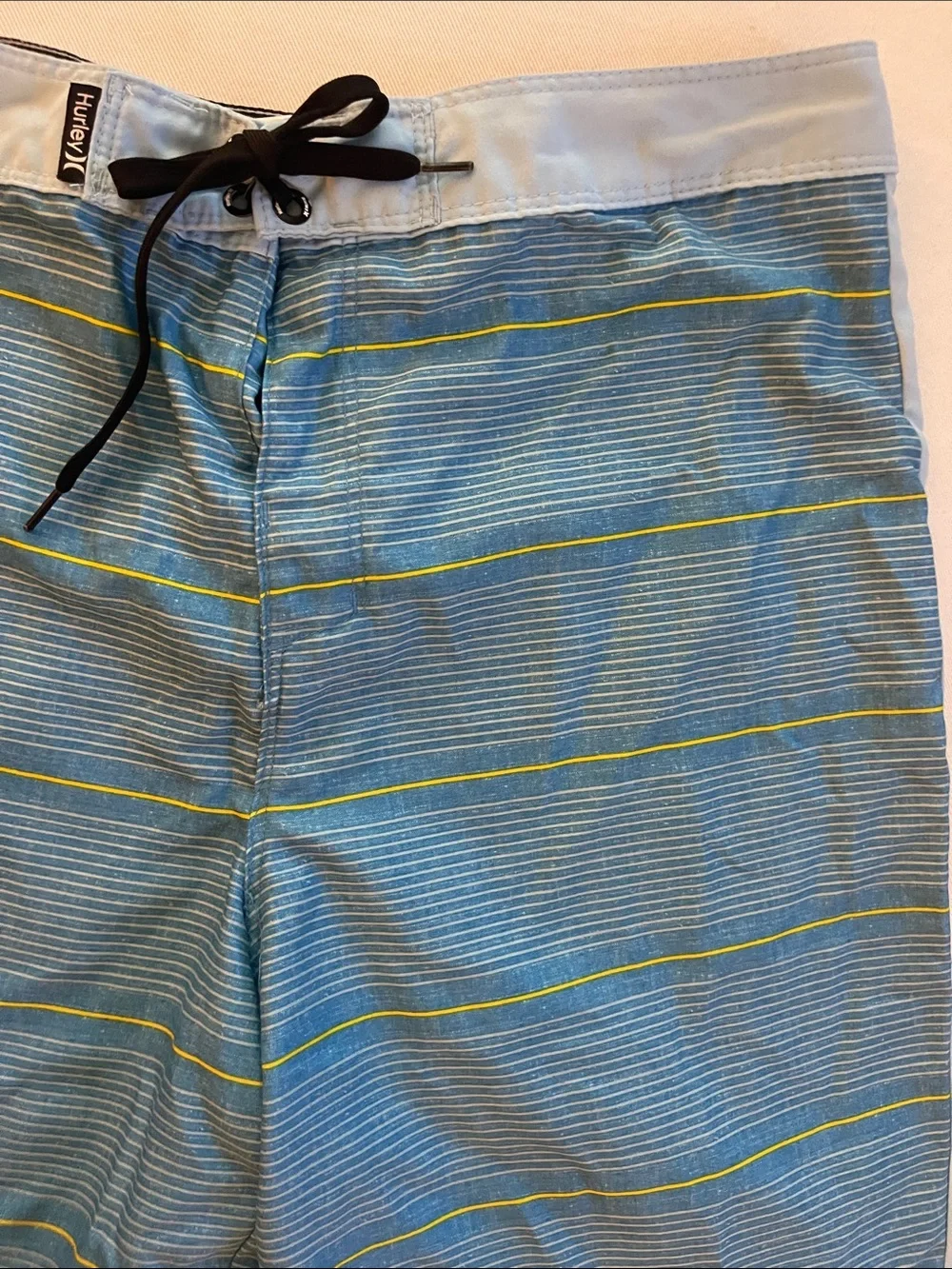 Hurley Blue Board Shorts with Yellow Stripe Accents Size 18/29